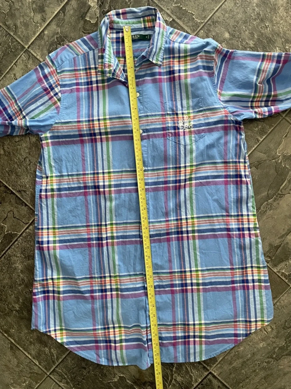 RALPH LAUREN Women’s Preppy Lightweight 3/4 Sleeve Long Plaid Button-Down Shirt - Picture 10 of 11